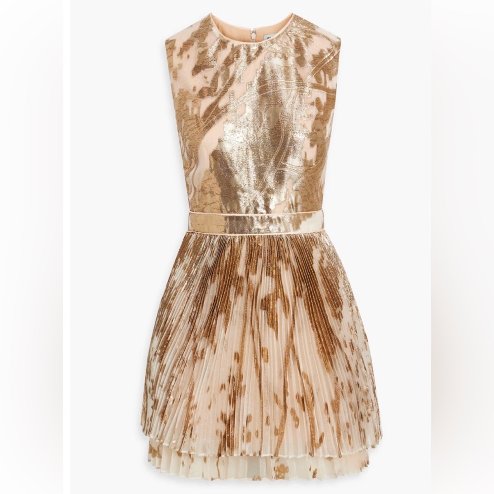 SIMKHAI
Selkie pleated metallic fil coupé mini dress
Gold
Size US 4